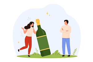 Tiny People with Alcohol Addiction, an Education Illustration by Flashvector