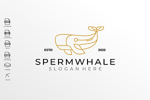 Geometric Lineart Sperm Whale Logo