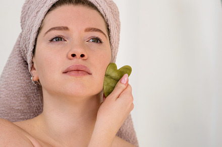 Facial skincare with natural stone, a Beauty & Fashion Photo by Elena Vagengeim