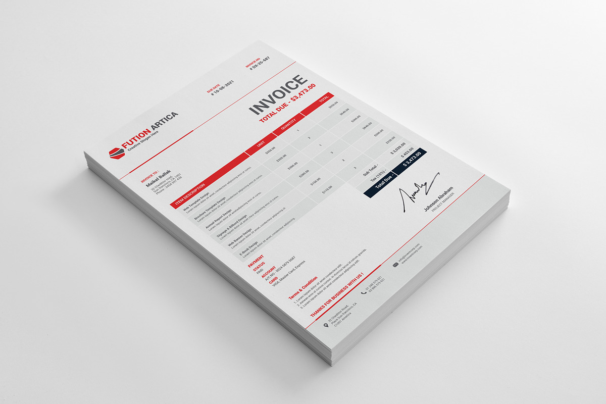 Invoice Fution Design-1, a Print Template by alimran24 (Photo 7 of 7)