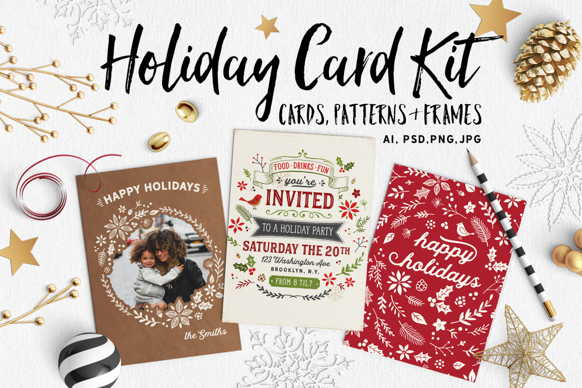 Retro Holiday Card Kit with Bonuses, a Templates & Theme by Mxtama (Photo 1 of 4)