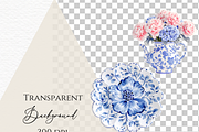 Blue chinoiserie watercolor plate, a Decorative Illustration by Invite to Clipart (Thumbnail 4 of 4)