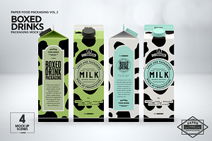 Paper Boxed Drink Packaging MockUps