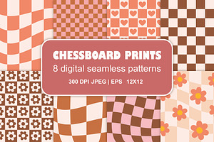 Groovy Chessboard Seamless Patterns