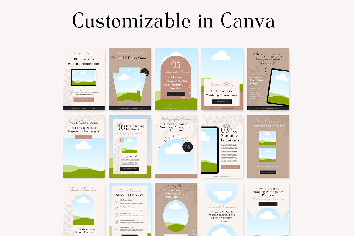 Pinterest Pin Templates Boho Canva, a Social Media Template by HerstedHertz (Photo 6 of 9)