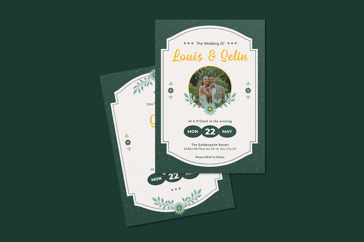 Elegant Wedding Invitation Template, an Invitation Template by iDoodle Studio (Photo 2 of 3)