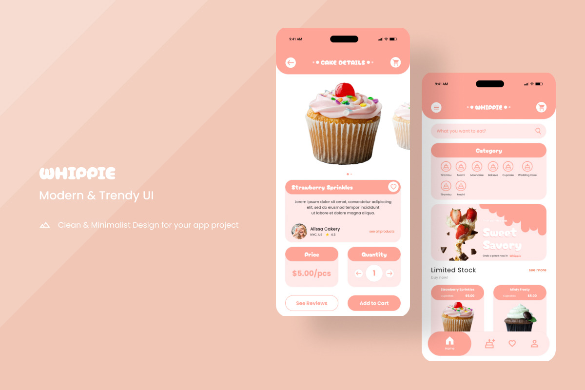 Whippie - Cake Shop Mobile Apps, an UI Kit Template by twinstd (Photo 2 of 4)