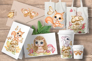 Cute Woodland Baby Animals Clipart 3