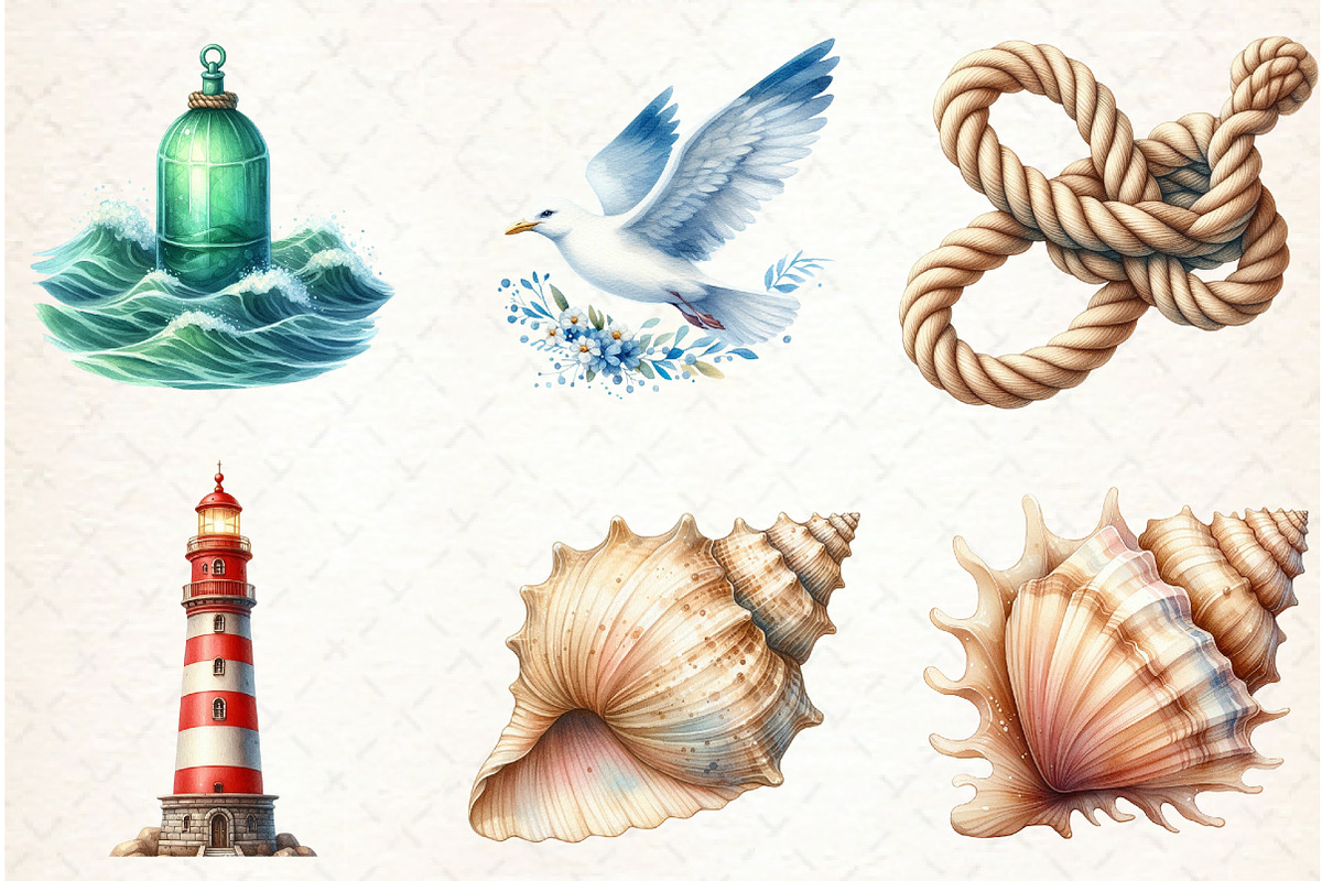 Watercolor Nautical Decor Clipart, an Illustration by Libby Wishes (Photo 5 of 7)