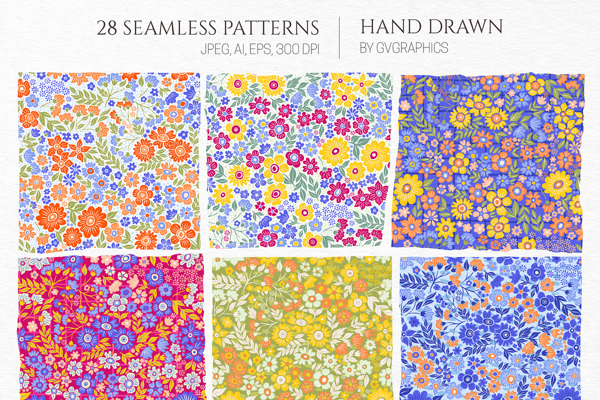 Evening Flowers Patterns, a Pattern Graphic by GVGraphics (Photo 4 of 13)