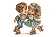 Roller Skating Couple Clipart JPG, a Person Illustration by Memories By Lea (Thumbnail 6 of 18)