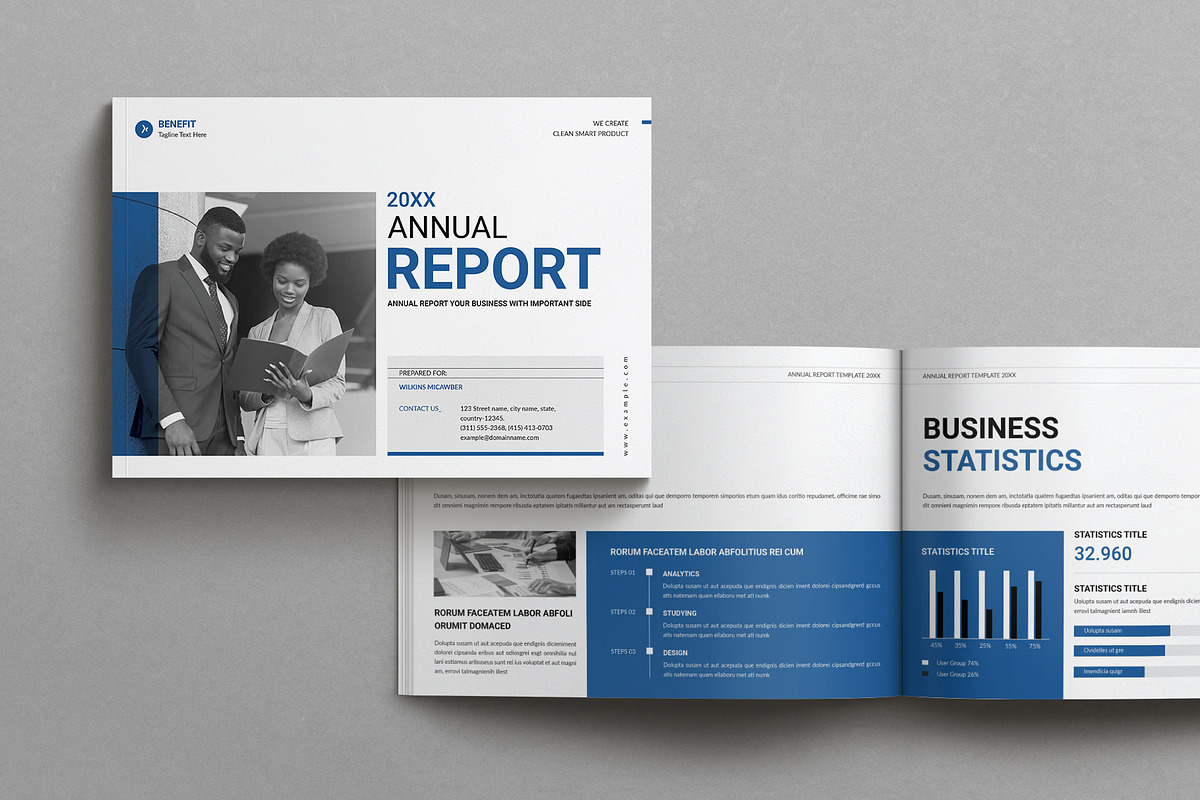 Annual Report Template Landscape, a Brochure Template by MassiveCreator (Photo 1 of 5)