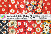 Red And White Daisy pattern, a Pattern Graphic by Canvas Craft (Thumbnail 1 of 6)