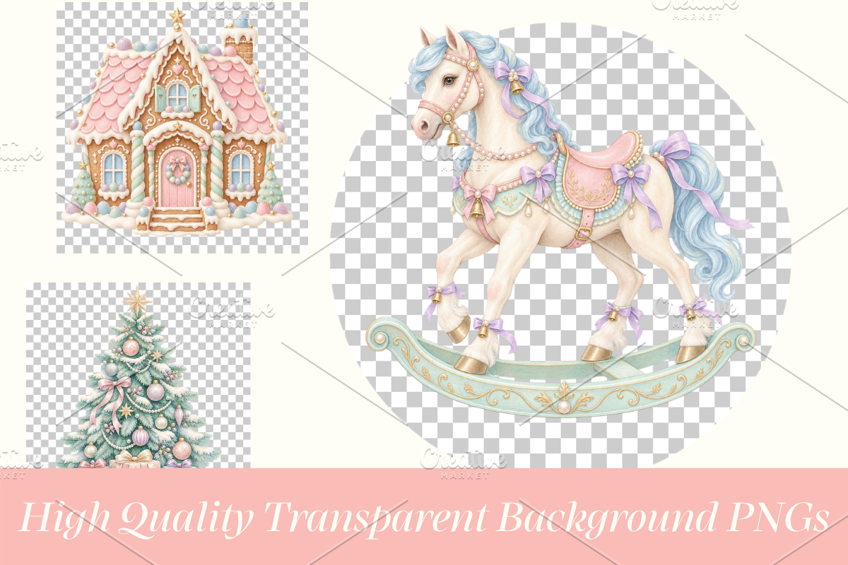 Pastel Watercolor Christmas Cliparts, a Seasonal Illustration by Ink Gallery (Photo 3 of 8)