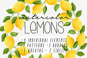 Watercolor Lemons Set