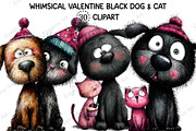 Whimsical Valentine Black Dog & Cat, an Illustration by Creative Art (Thumbnail 1 of 9)