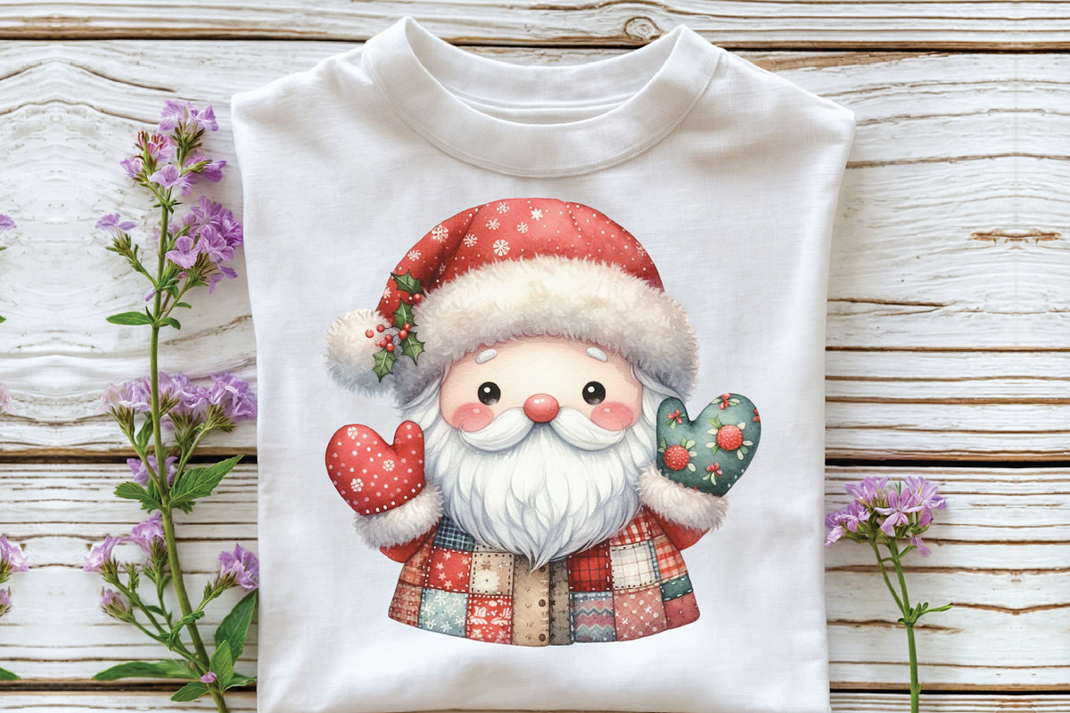 Patchwork Christmas Cute Santa Clipa, an Illustration by CraftArtStudio (Photo 5 of 6)