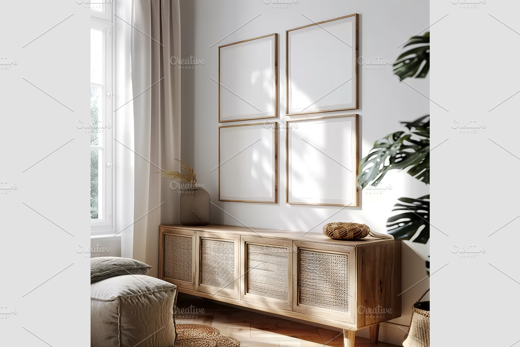Mockup Frame in a Simple Living Room, an Architecture Photo by GFXCity