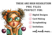 Whimsical Cherry Girl PNG Clipart, an Illustration by OK Design (Thumbnail 4 of 6)