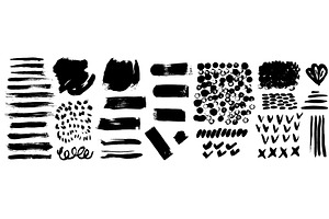 Grunge ink brush strokes elements, an Illustration by Mila Di Art