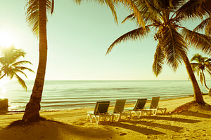 Tropical Beach Retro Background, a Holiday Photo by THP Creative