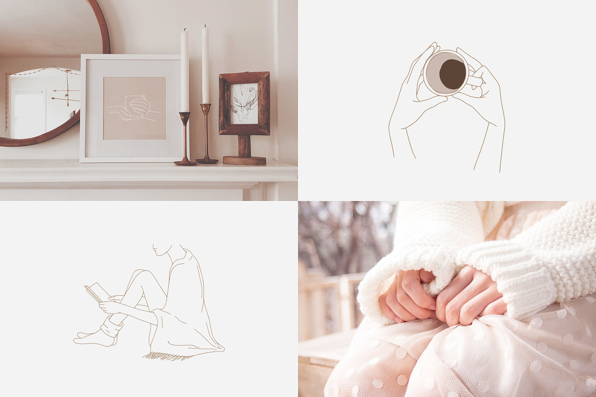 Cozy Mood. Line Art Seasonal Women, a Seasonal Illustration by AnMark (Photo 7 of 10)