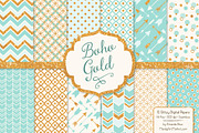 Aqua Bohemian Glitter Digital Papers, a Pattern Graphic by Amanda Ilkov (Thumbnail 1 of 3)