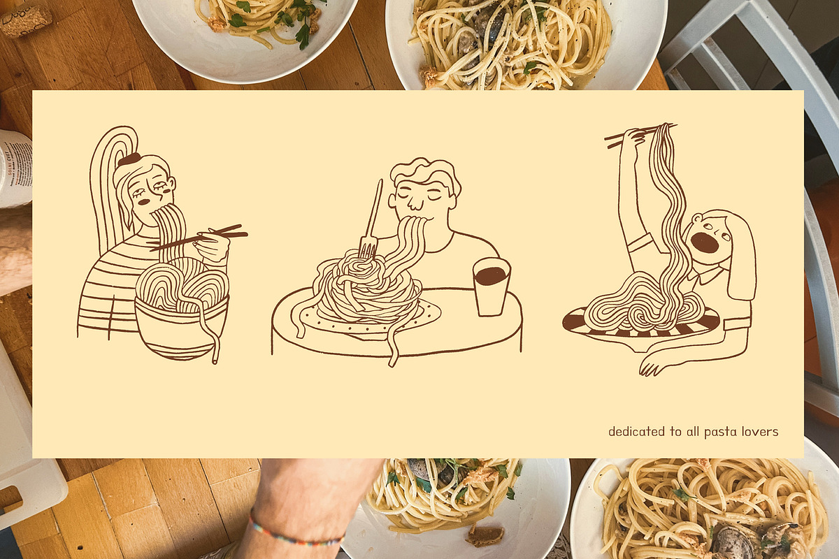 Pasta La Pasta. Food illustrations., a Food Illustration by Annakniaz (Photo 2 of 18)