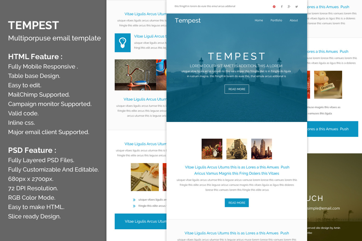 Tempest-Responsive email template, an Email Template by QuickArtisan (Photo 6 of 7)