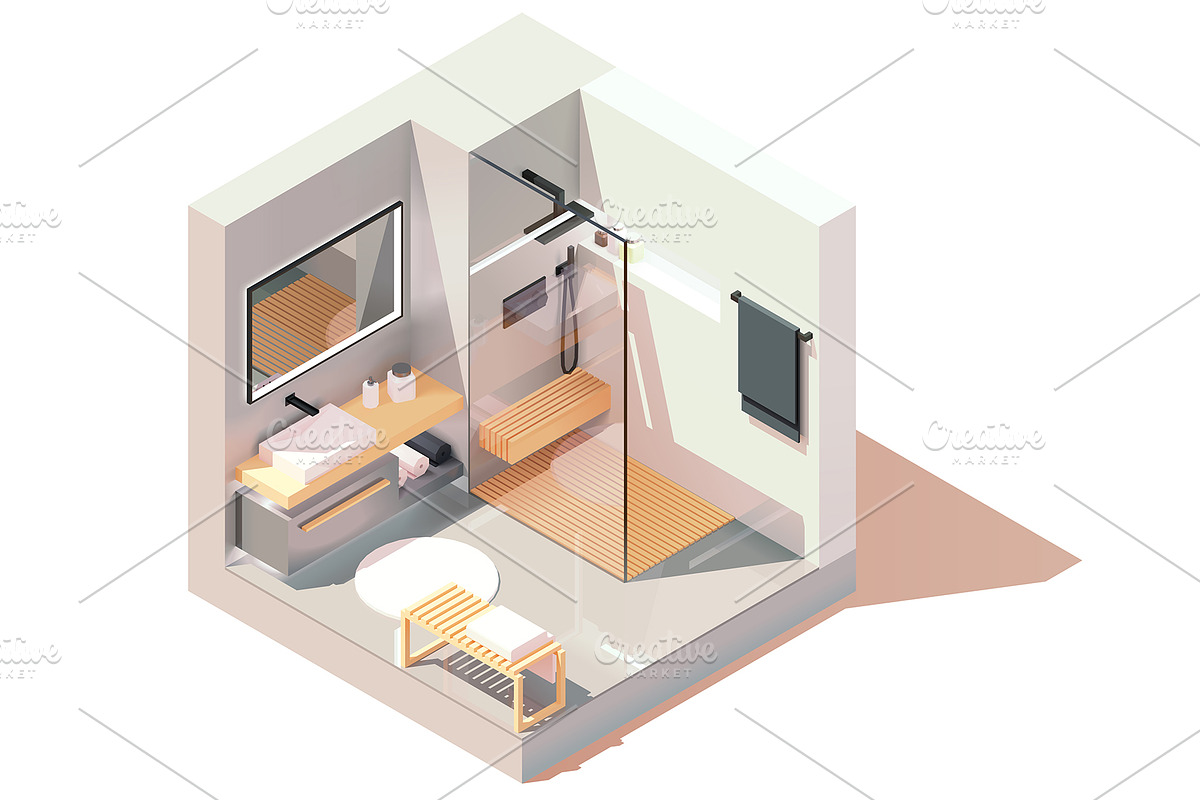 Vector isometric rooms, a Decorative Illustration by tele52 (Photo 6 of 23)