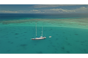 Majestic sailing vessel anchored in, a Nature Photo by Goinyk