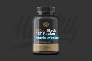 Black Pills Bottle Mockup 300CC, a Product Mockup by Reformer Mockup