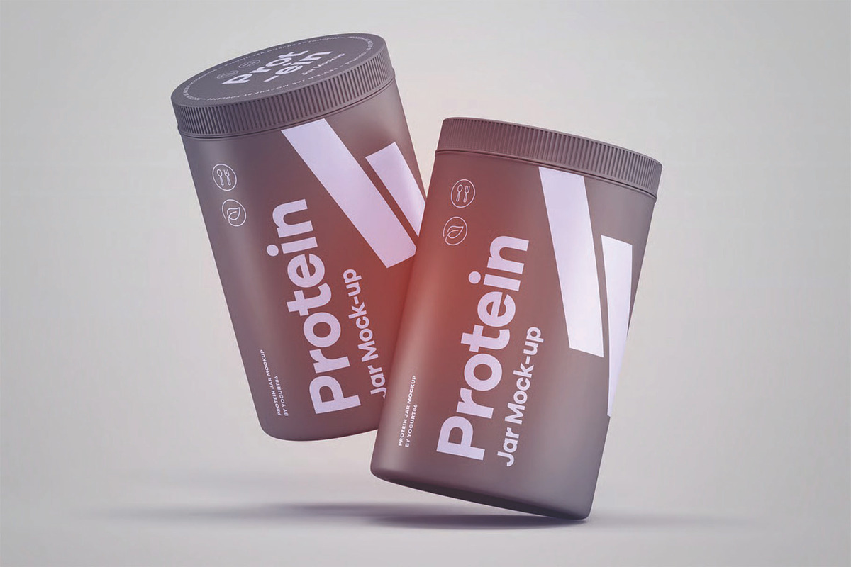 Protein Tall Jar Mockup, a Packaging Mockup by DesignRushMarket (Photo 2 of 12)