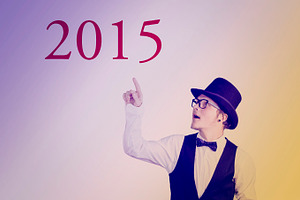 Man pointing new year 2015