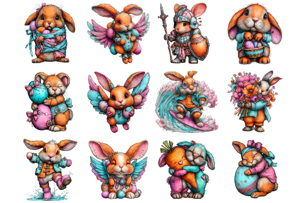 Whimsical Easter Bunny Clipart, a Graphic by CitraGraphics (Photo 3 of 4)