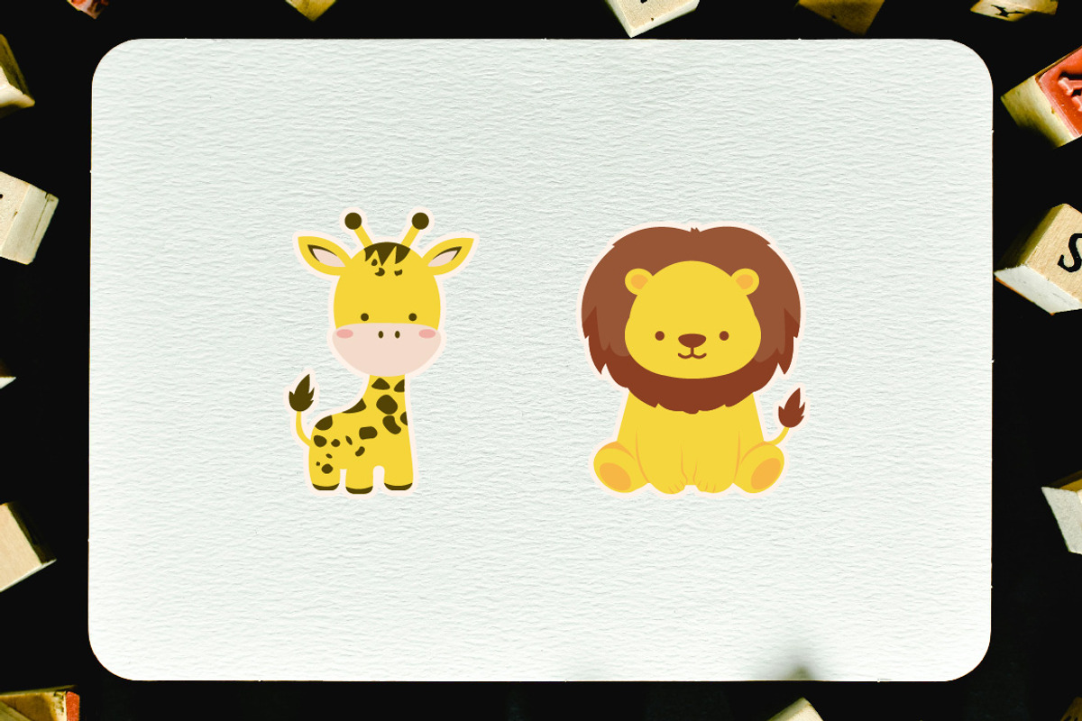 8 Cute Safari Animal Vector Set, an Animal Illustration by jongcreative (Photo 2 of 4)