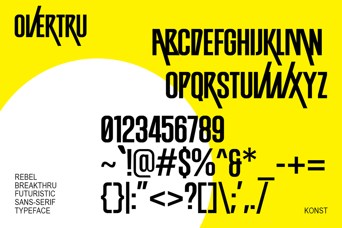 Overtru – Experimental Fonts, a Sans Serif Font by Konstantine Studio (Photo 3 of 3)