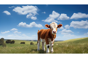 livestock calf on farm ai generated, an Animal Photo by pikepicture