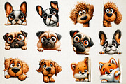 Whimsical Peeking Dog Clipart Set, a Seasonal Illustration by RobertsArt (Thumbnail 4 of 7)
