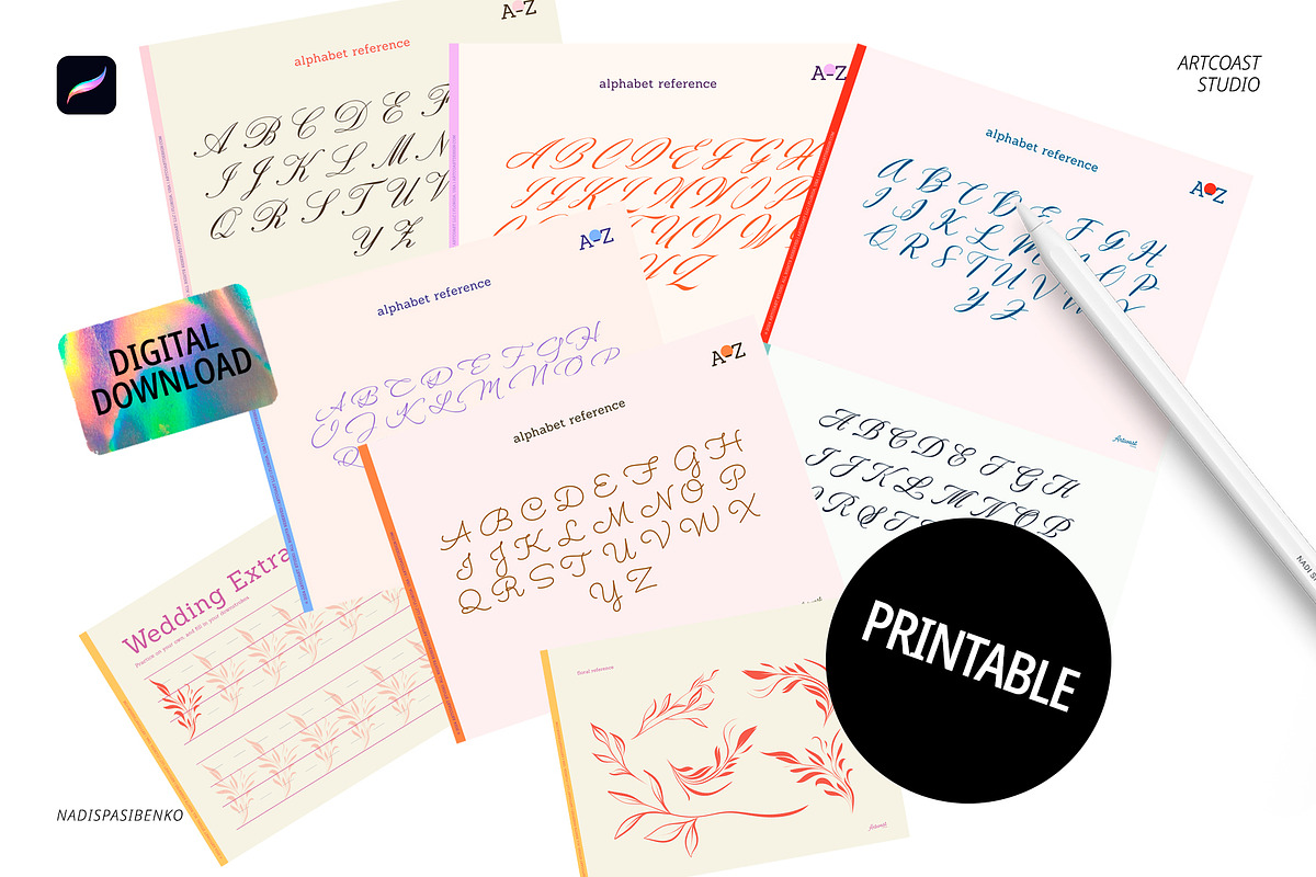 Calligraphy Workbook for Procreate, a Brush Add-On by Spasibenko Art (Photo 4 of 5)