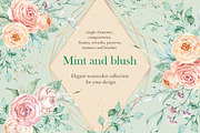 Mint and blush - watercolor clipart, a Decorative Illustration by long summer (Thumbnail 1 of 10)