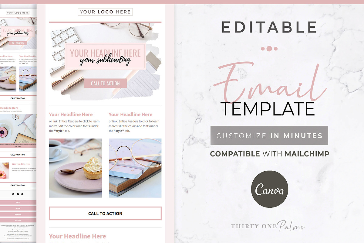 Canva & Mailchimp Template | Blush, an Email Template by Thirty One Palms Studio (Photo 1 of 7)