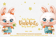 Cartoon white rabbits with gifts, an Animal Illustration by Azuzlikus (Thumbnail 1 of 3)