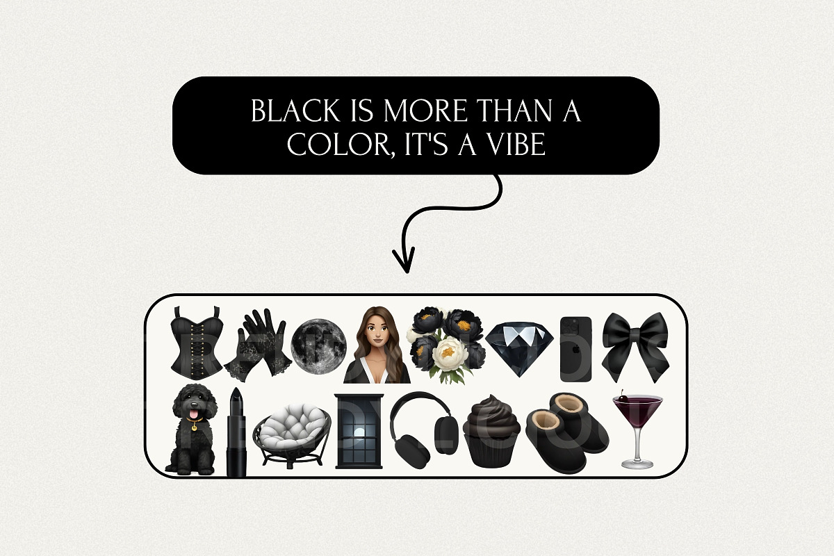 Black Aesthetic iOS18 Emoji Pack, an Emoji Icon by TrendyliciousStore (Photo 2 of 4)