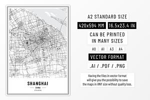 China City Street Maps - Print Art