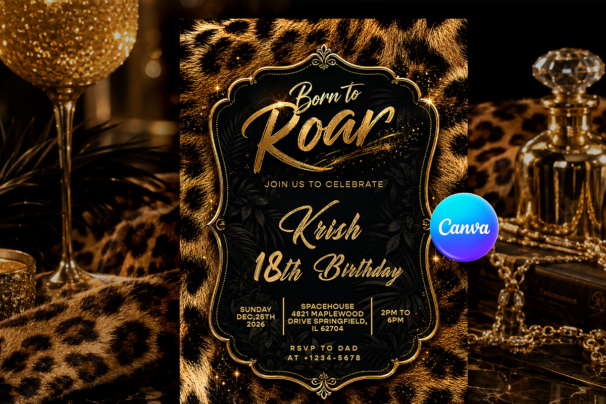 Leopard Print Birthday Invitation, an Invitation Template by InvitingStorys (Photo 2 of 11)