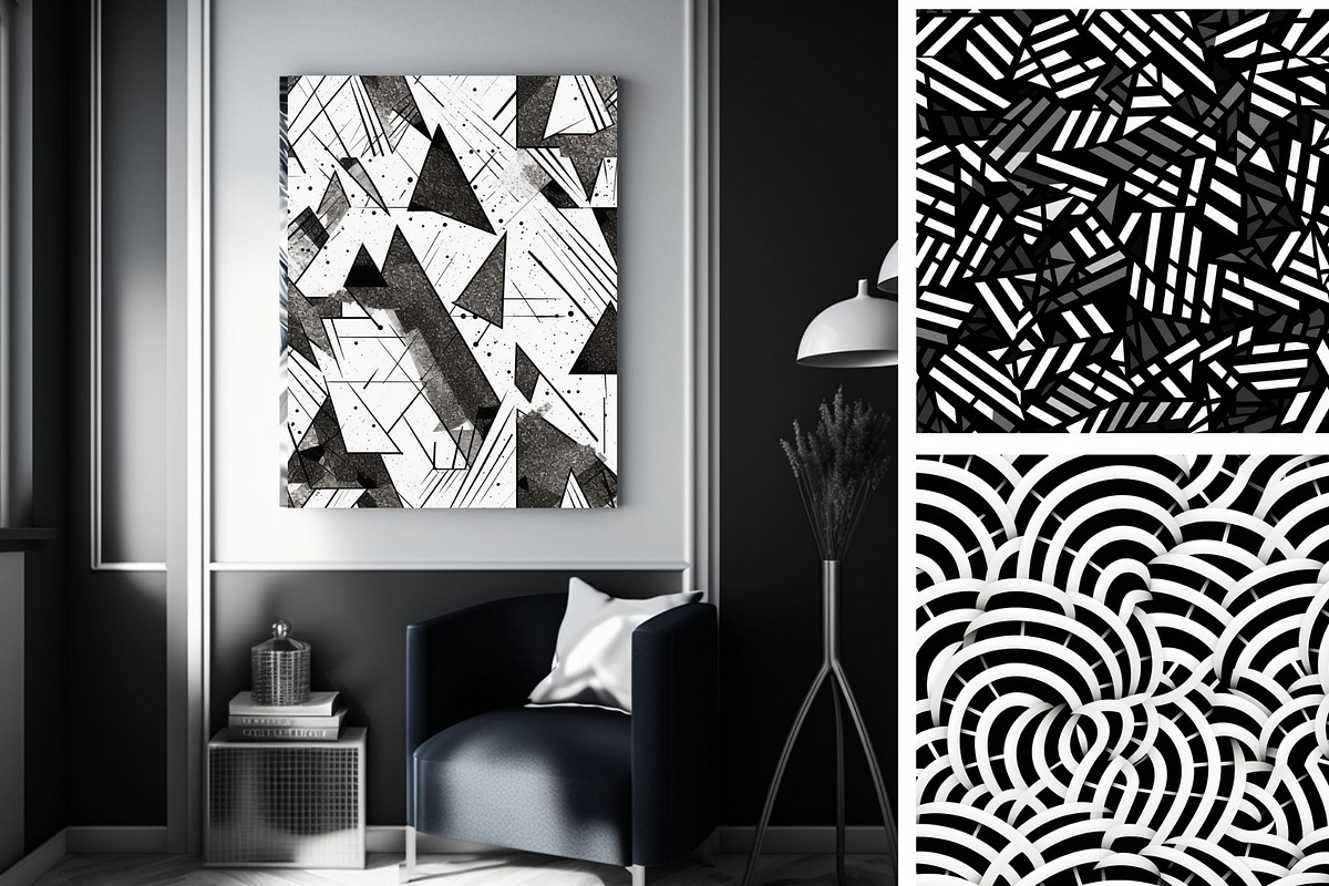 48 seamless black mix modern pattern, a Pattern Graphic by ARTOZEN DIGITAL (Photo 8 of 15)