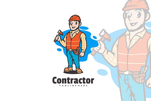 Contractor Cartoon Logo Design., a Branding & Logo Template by VectorCraft