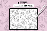 Procreate - Elegant Tattoo Flowers, a Brush Add-On by DiBrush Studio (Thumbnail 1 of 7)