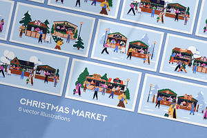 People at Christmas market, fair set, a Seasonal Illustration by Good Studio